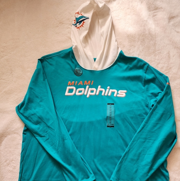 Nike Dri-Fit NFL - Miami Dolphins Long sleeve Shirt W/ Hood - Picture 1 of 5